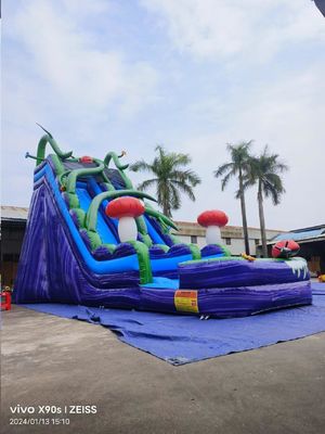 মার্বেল প্রাচীর মাশরুম কিংডম পুল সহ inflatable জল স্লাইড