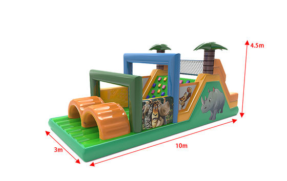 থিম জগলিং পশু গণ্ডার পাম সঙ্গে inflatable বাধা কোর্স