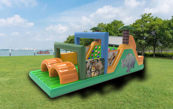 থিম জগলিং পশু গণ্ডার পাম সঙ্গে inflatable বাধা কোর্স