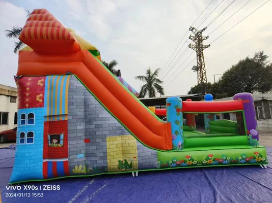 মজাদার পার্ক শুকনো inflatable বোমা স্লাইড সঙ্গে মিষ্টি দোকান থিম