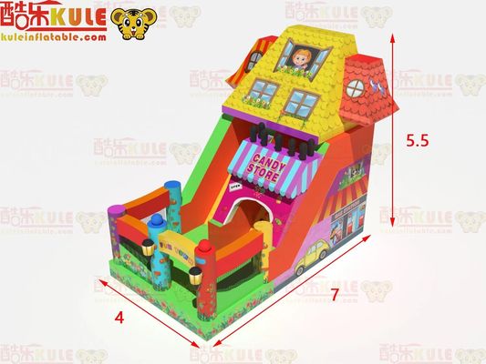 মজাদার পার্ক শুকনো inflatable বোমা স্লাইড সঙ্গে মিষ্টি দোকান থিম