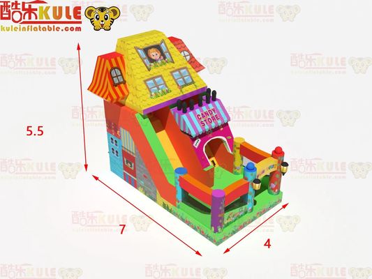 মজাদার পার্ক শুকনো inflatable বোমা স্লাইড সঙ্গে মিষ্টি দোকান থিম