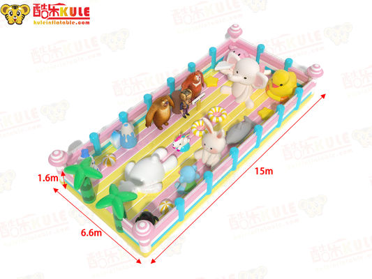 পশুদের সাথে inflatable শিশুদের ঝাঁকুনি কাসল হাতি খরগোশ