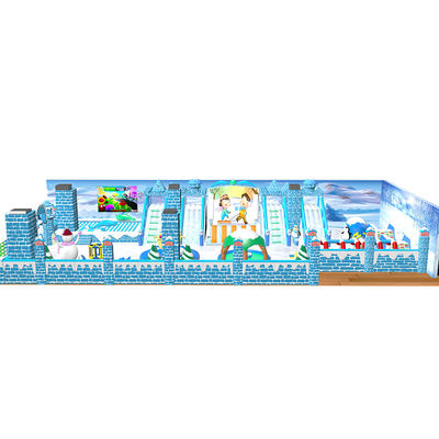 বড় শীতকালীন থিম inflatable ঝাঁপ দেওয়া ব্লো আপ কাসল সাদা & নীল