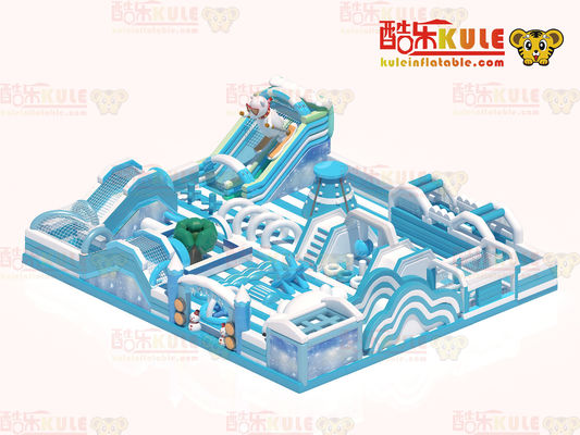 বড় স্লাইড সঙ্গে inflatable কাসল জাম্প হাউস (নীল এবং সাদা)