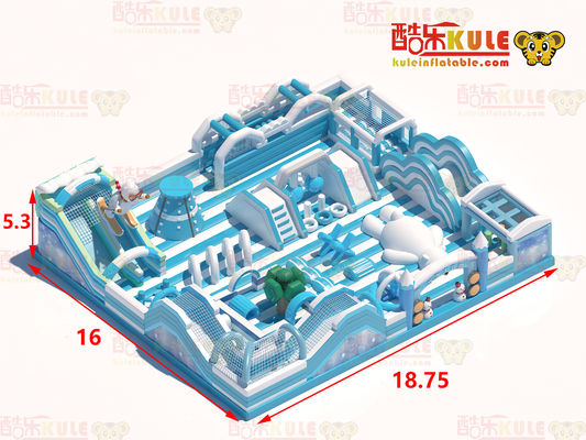 বড় স্লাইড সঙ্গে inflatable কাসল জাম্প হাউস (নীল এবং সাদা)