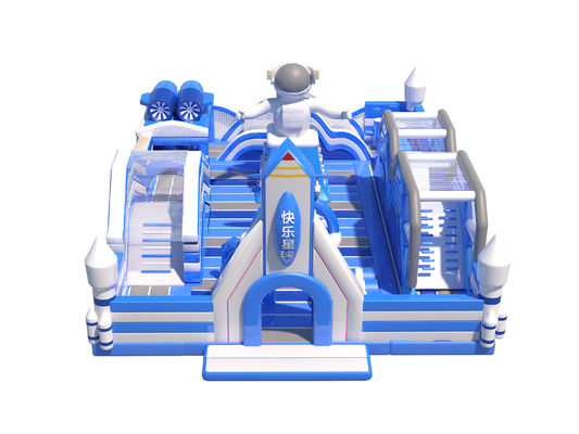 পিভিসি টারপোলিন খেলার মাঠ inflatable bounce house নীল সাদা শিশুদের জন্য