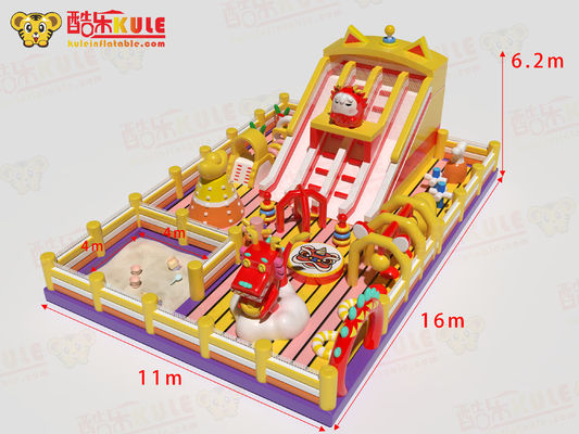 স্লাইড এবং বালি পুল সহ চীন ড্রাগন সিংহ inflatable ঝাঁকুনি কাসল