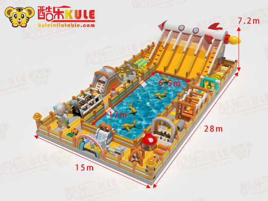 পিভিসি চ্যালেঞ্জ বাধা পুলের চারপাশে inflatable জল কাসল