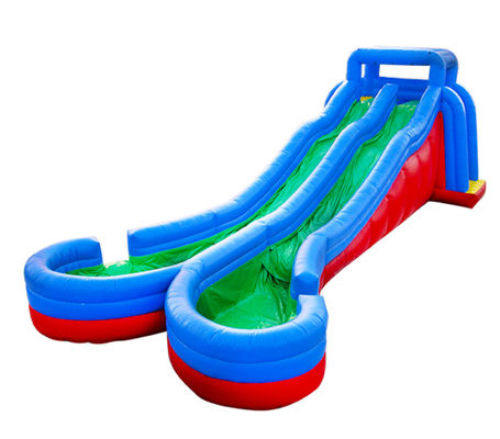 পুল সহ বাণিজ্যিক বহিরঙ্গন inflatable দুই লেন জল স্লাইড
