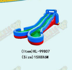 পুল সহ বাণিজ্যিক বহিরঙ্গন inflatable দুই লেন জল স্লাইড