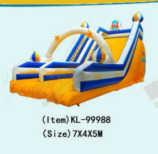 সাদা হলুদ নীল শিশুদের বিনোদন পার্ক ভাড়া জন্য inflatable স্লাইড