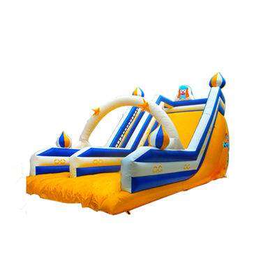 সাদা হলুদ নীল শিশুদের বিনোদন পার্ক ভাড়া জন্য inflatable স্লাইড