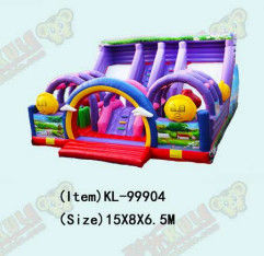 কাস্টমাইজ করুন বড় দুই লেন স্লাইড বেগুনি inflatable বাউন্সার স্লাইড
