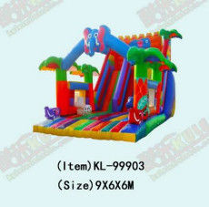 প্রাণীর রঙিন নিদর্শন সহ কাস্টমাইজযোগ্য inflatable স্লাইড