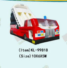 শিশুদের পার্টি জন্য স্বনির্ধারিত inflatable স্লাইড অগ্নিনির্বাপক ট্রাক থিম