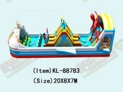 স্পাইডার ম্যান শিশুদের মজা পার্ক inflatable জাহাজ নৌকা ঝাঁপানো স্লাইড