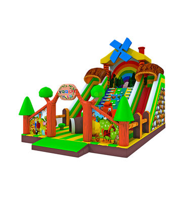 কাস্টমাইজড রেইনবো স্লাইড সহ কৃষি জমি inflatable খেলার মাঠ