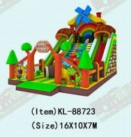 কাস্টমাইজড রেইনবো স্লাইড সহ কৃষি জমি inflatable খেলার মাঠ