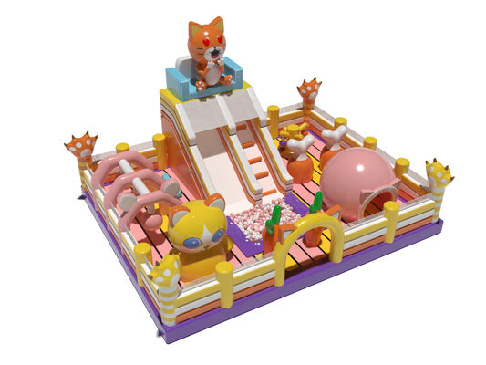 বোলিং জাম্পিং ইনফ্ল্যাটেবল কাসলস গোলাপী হলুদ রঙ বাচ্চাদের জন্য