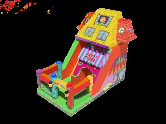 মজাদার পার্ক শুকনো inflatable বোমা স্লাইড সঙ্গে মিষ্টি দোকান থিম