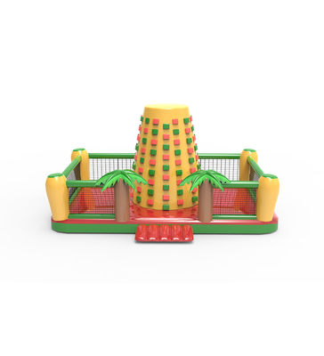 ফুলে ওঠা রক ক্লাইম্বিং: একটি মজাদার আউটডোর অ্যাডভেঞ্চার খেলার মাঠ গ্রীষ্মমন্ডলীয় পাম গাছ