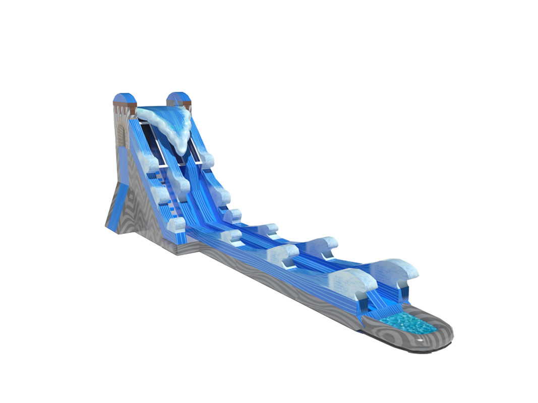 বড় তরঙ্গ দীর্ঘ পুল সঙ্গে inflatable জল স্লাইড নীল রঙ