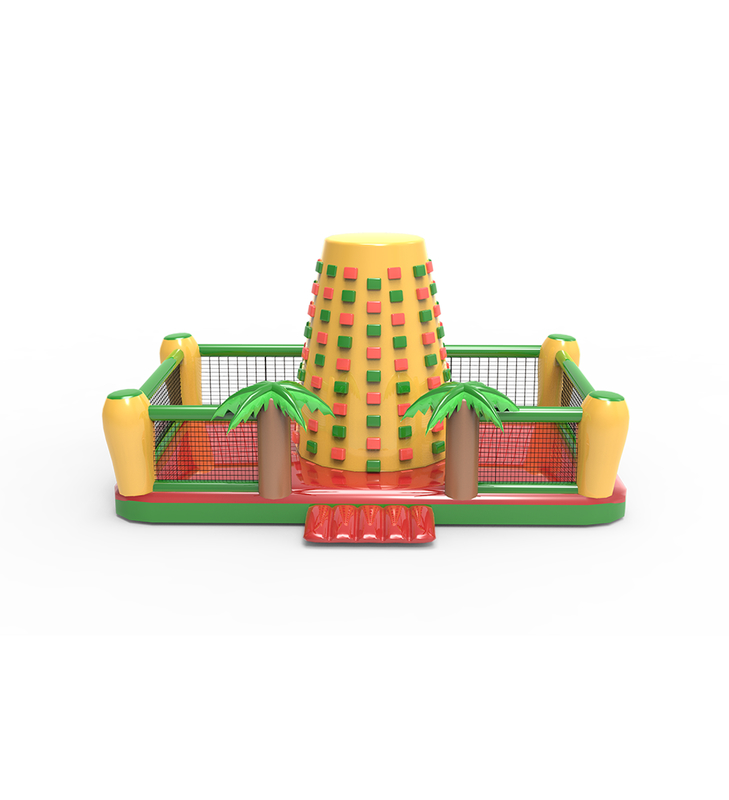 ফুলে ওঠা রক ক্লাইম্বিং: একটি মজাদার আউটডোর অ্যাডভেঞ্চার খেলার মাঠ গ্রীষ্মমন্ডলীয় পাম গাছ